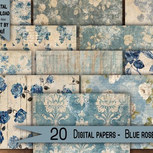 Digital paper pack Shabby chik junk journal Scrapbook Kit Collage Sheet Vintage Ephemera background Printable Prints craft diy Floral