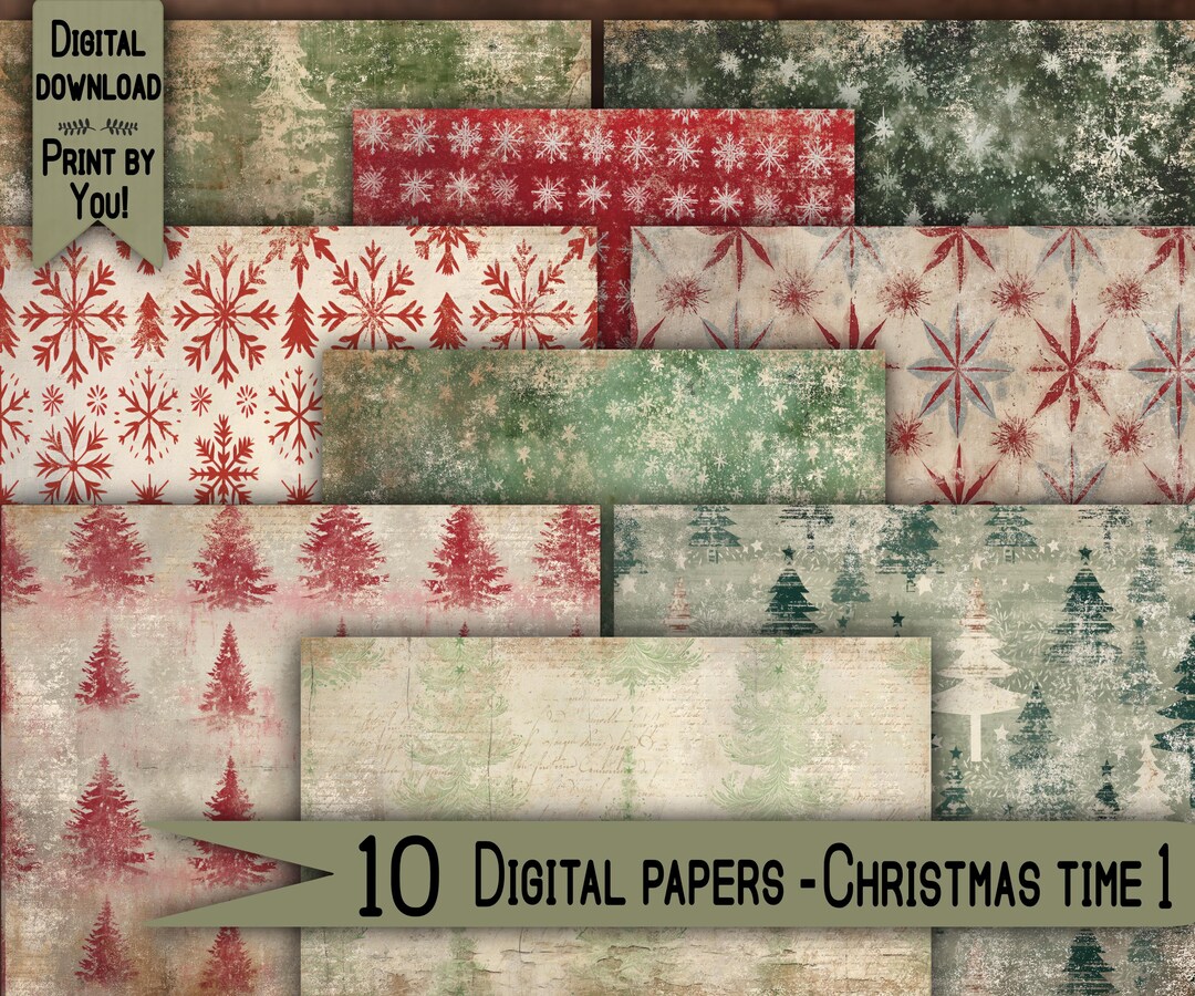 Christmas Junk Journal Digital Paper Scrapbook Kit Collage Sheet ...
