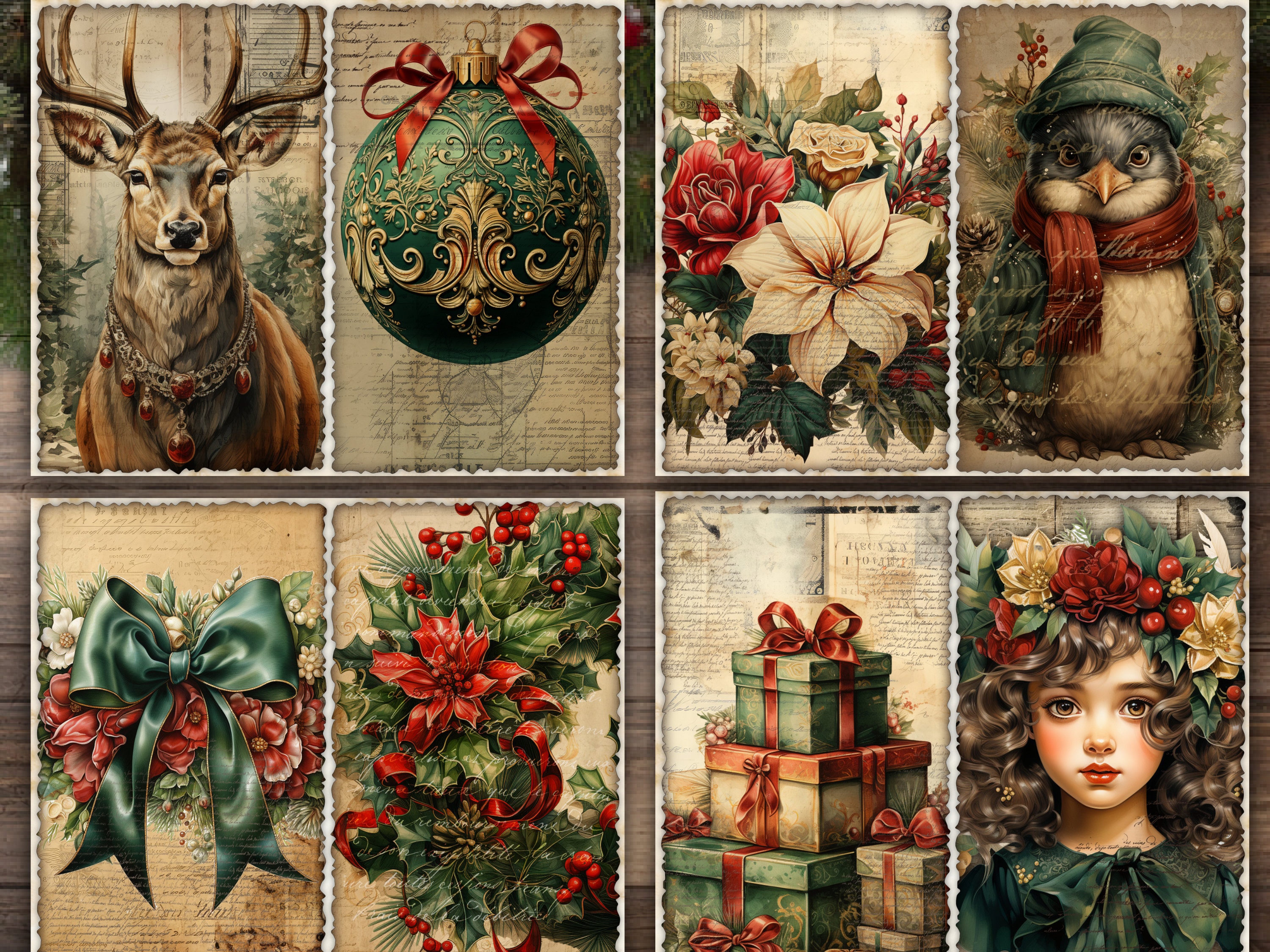Christmas Junk Journal Pages Digital Scrapbook Paper Kit Collage Sheet ...