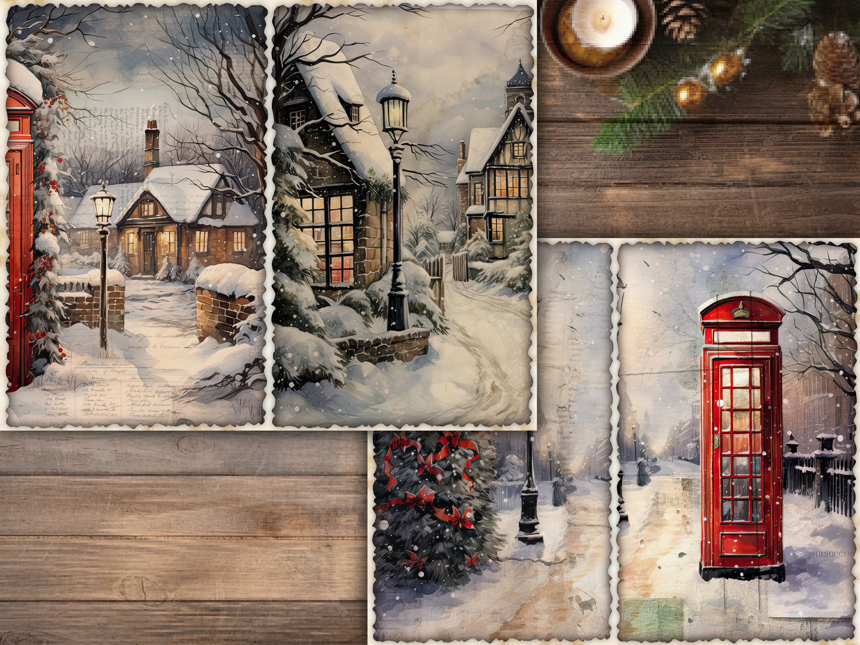 Christmas Junk Journal Pages Digital Scrapbook Paper Kit Collage Sheet ...