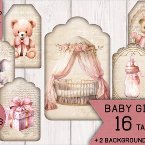 TAG lixo diário coisas efêmeras BEBÊ imprimível arte vintage lixo diário kit digital artesanato papel digital scrapbook diário chique gasto para impressão