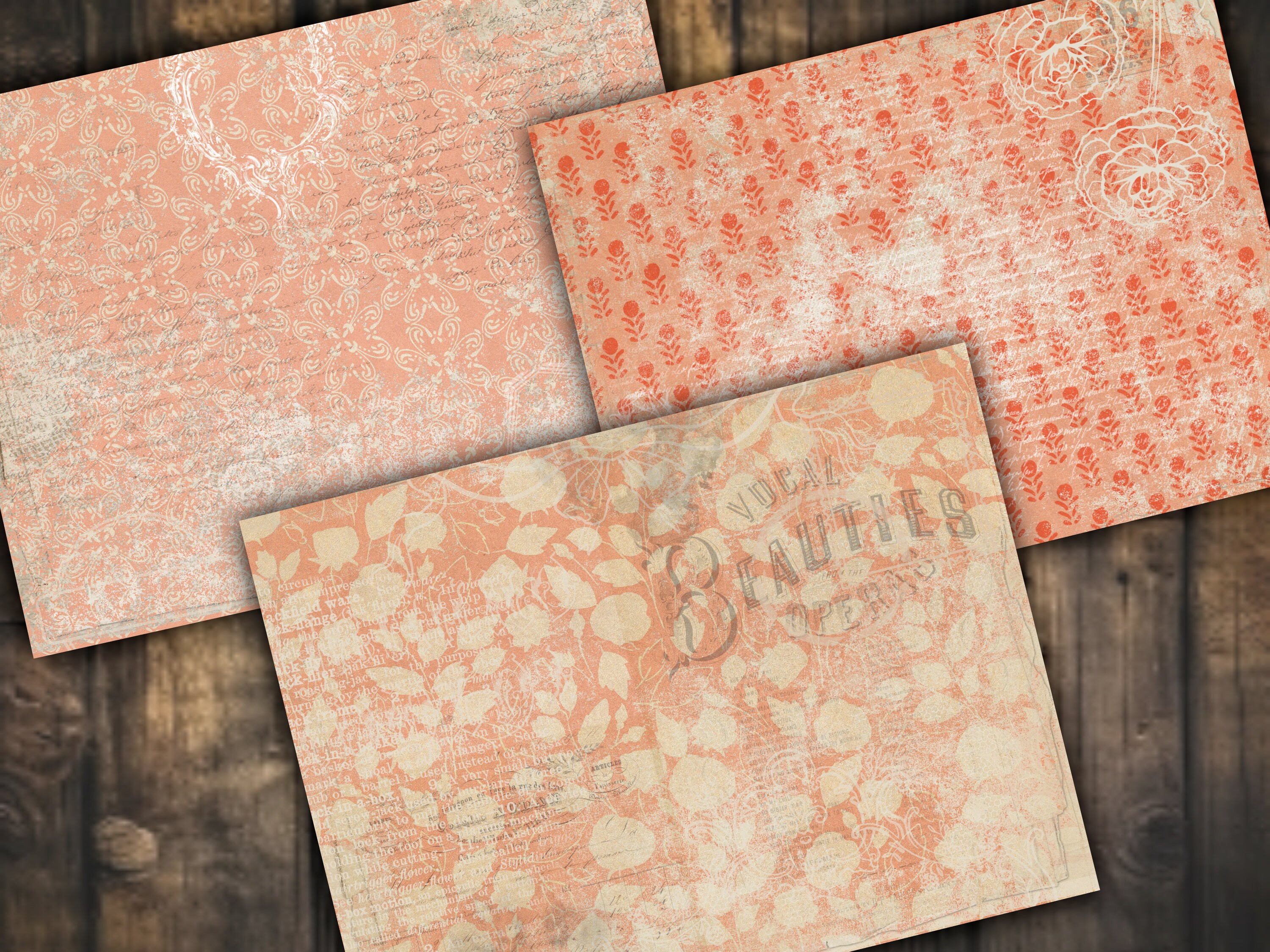 Digital Paper Pack Shabby Chik Junk Journal Scrapbook Kit Collage Sheet ...