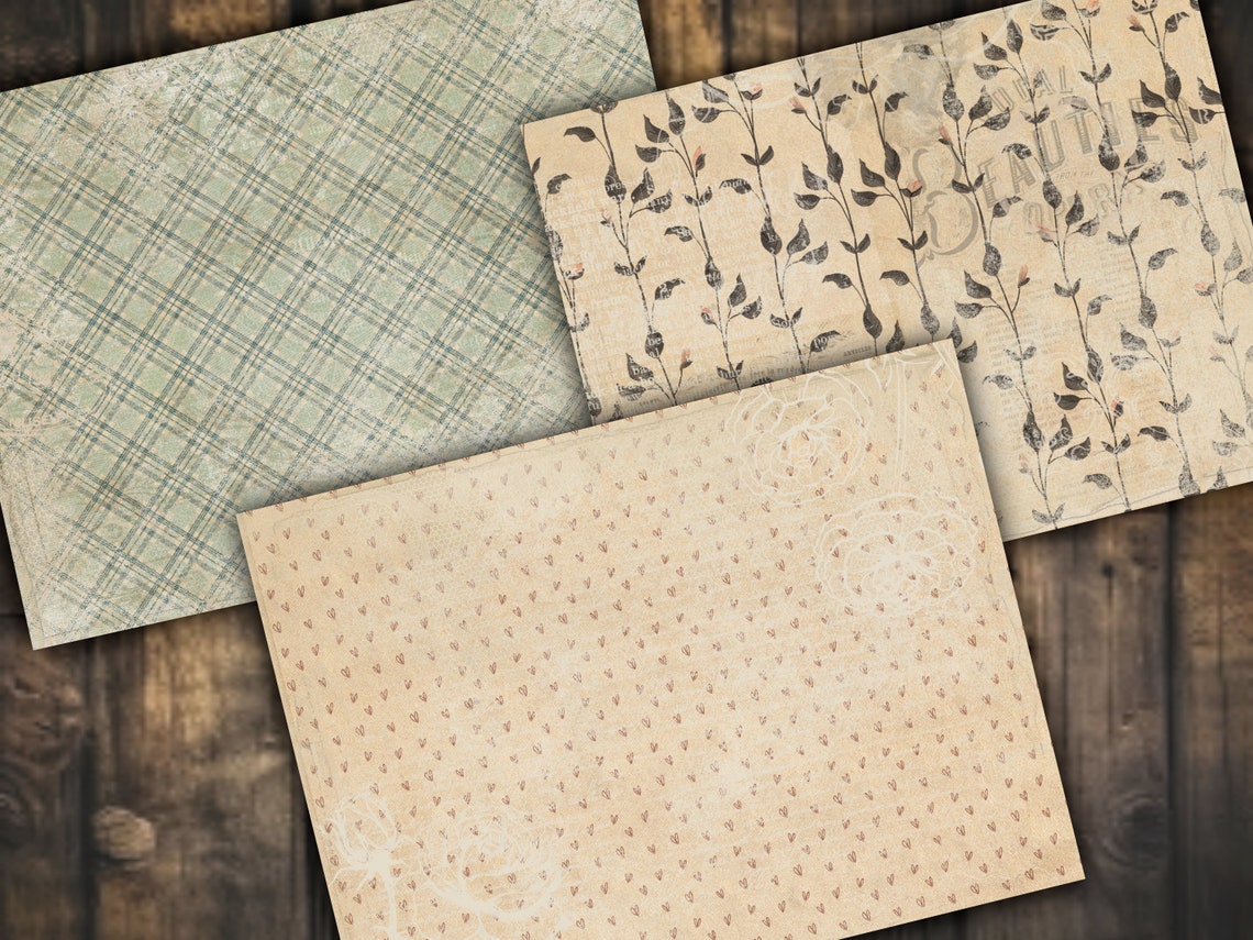 Digital Paper Pack Shabby Chik Junk Journal Scrapbook Kit Collage Sheet ...