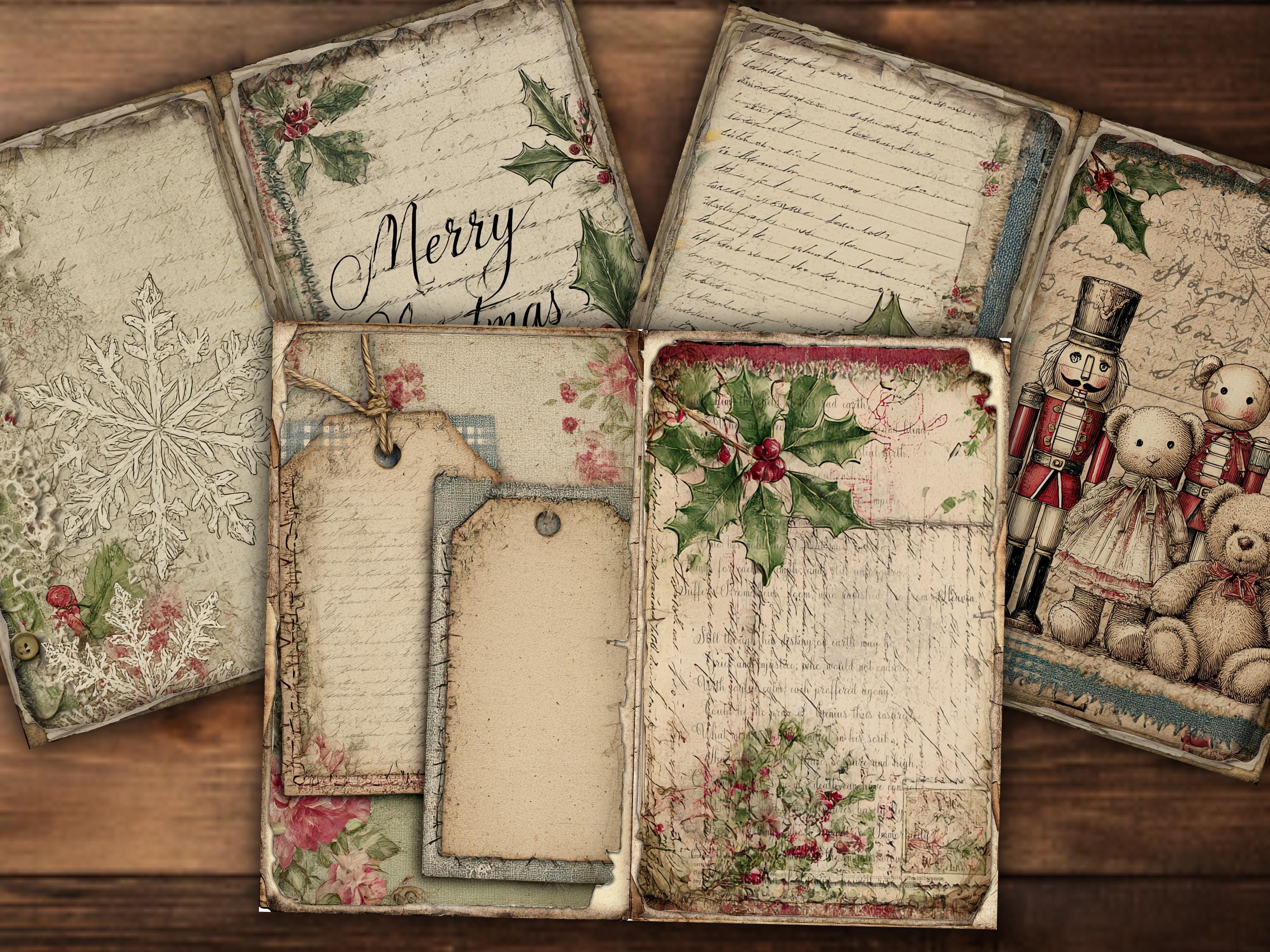 Christmas Junk Journal Page Vintage Craft Paper Pack Digital Download ...