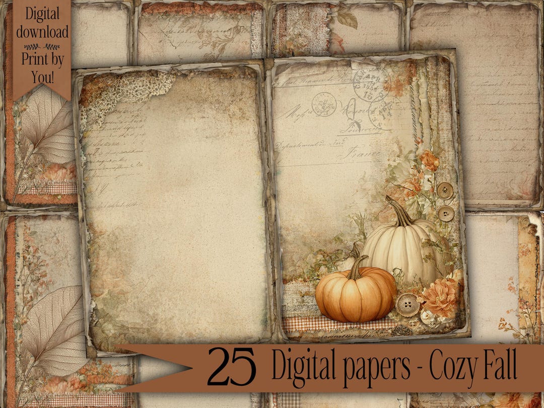 Cozy Fall Junk Journal Kit Printable Vintage Forest Ephemera Paper Pack ...