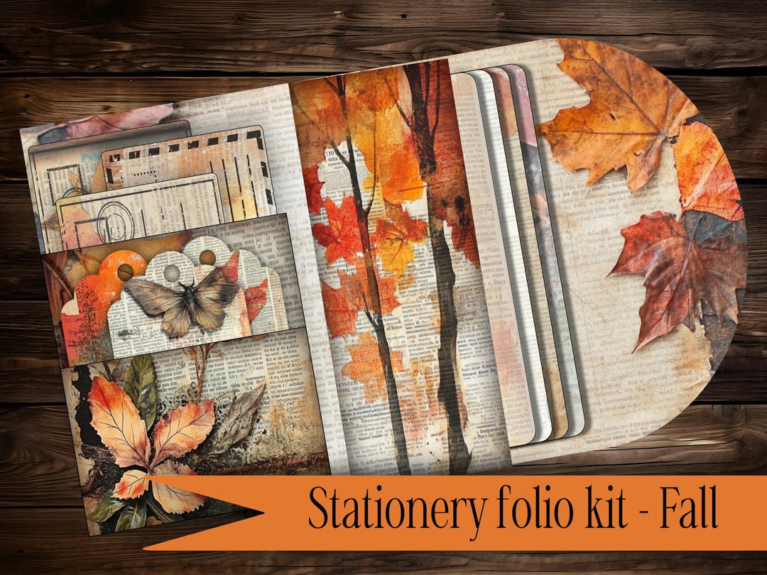 Fall Junk Journal Kit | Autumn Stationery Folio Printable | Vintage ...