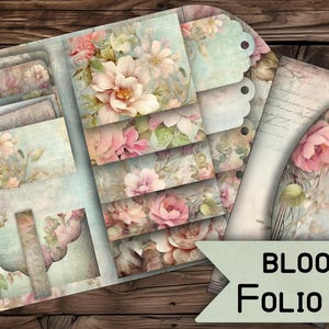vintage folio pocket kaarthouder digitaal afdrukbaar vintage junkjournal papier cadeau junkdagboek bloemen digitaal papier bloemen shabby plakboek