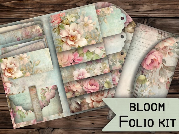 vintage folio pocket card holder digital printable vintage junkjournal paper gift junk journal floral digital paper flowers shabby scrapbook