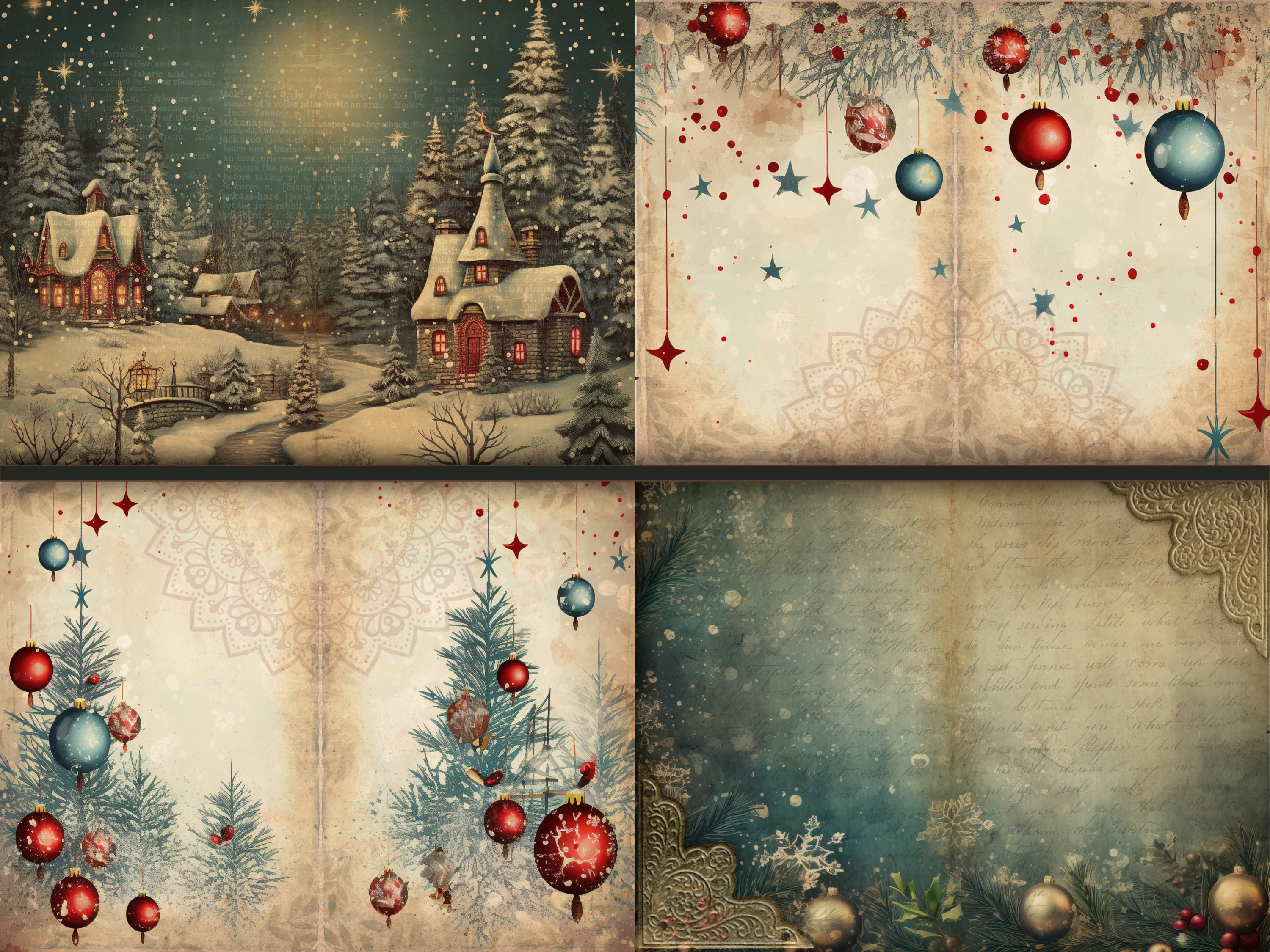 Christmas Junk Journal Pages Digital Scrapbook Paper Kit Collage Sheet ...