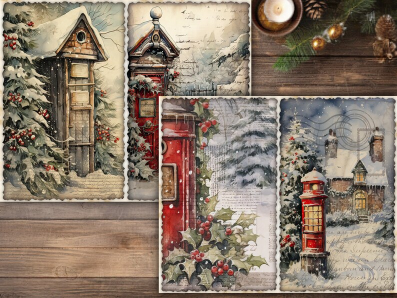Christmas Junk Journal Pages Digital Scrapbook Paper Kit Collage Sheet ...