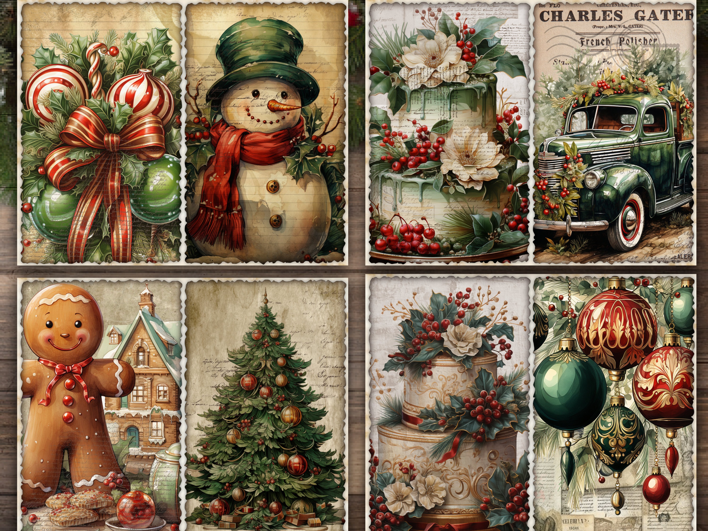 Christmas Junk Journal Pages Digital Scrapbook Paper Kit Collage Sheet ...