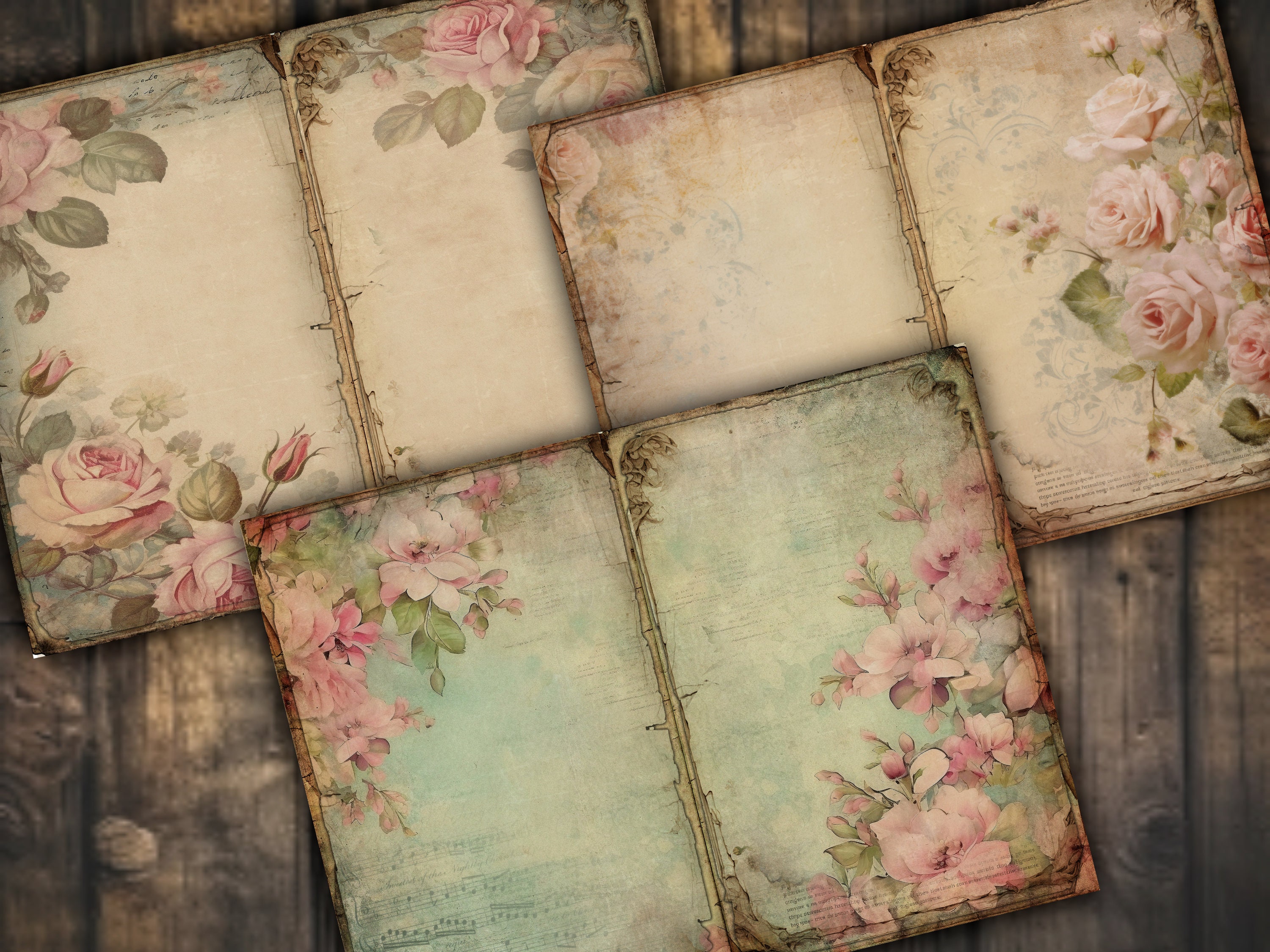 Pink Junk Journal Pages Digital Download Scrapbook Paper Kit Collage ...
