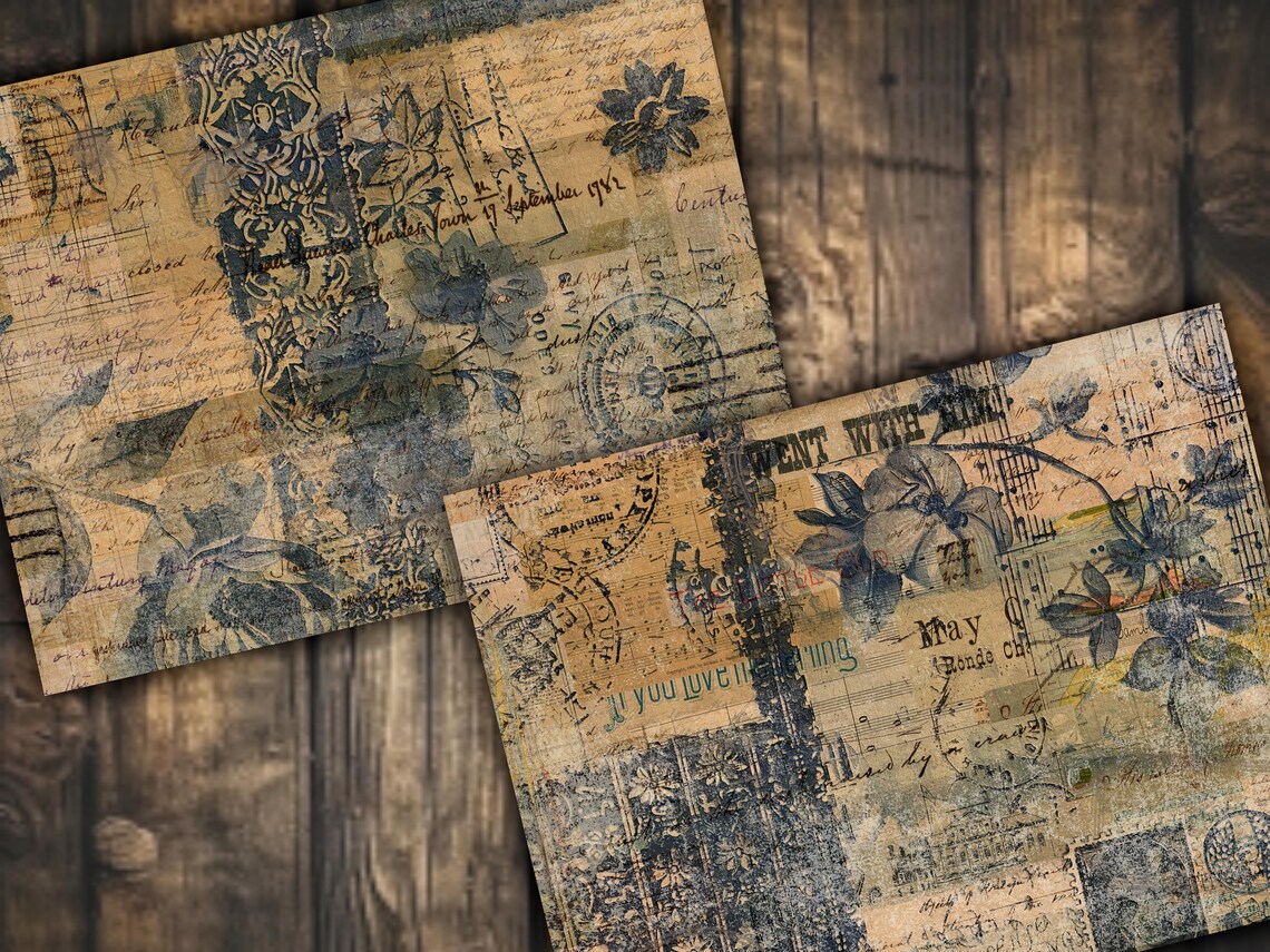 Vintage Craft Paper Pack Digital Download Mixed Media Supply Junk ...
