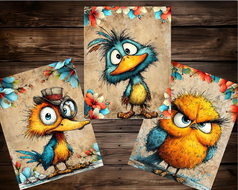 Funny Birds Digital Paper Pack | Printable Scrapbook Paper | Bird ...