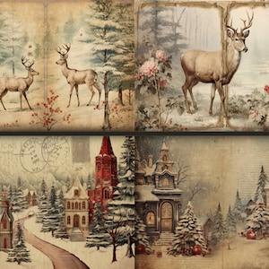 Christmas Junk Journal Pages Digital Scrapbook Paper Kit Collage Sheet ...