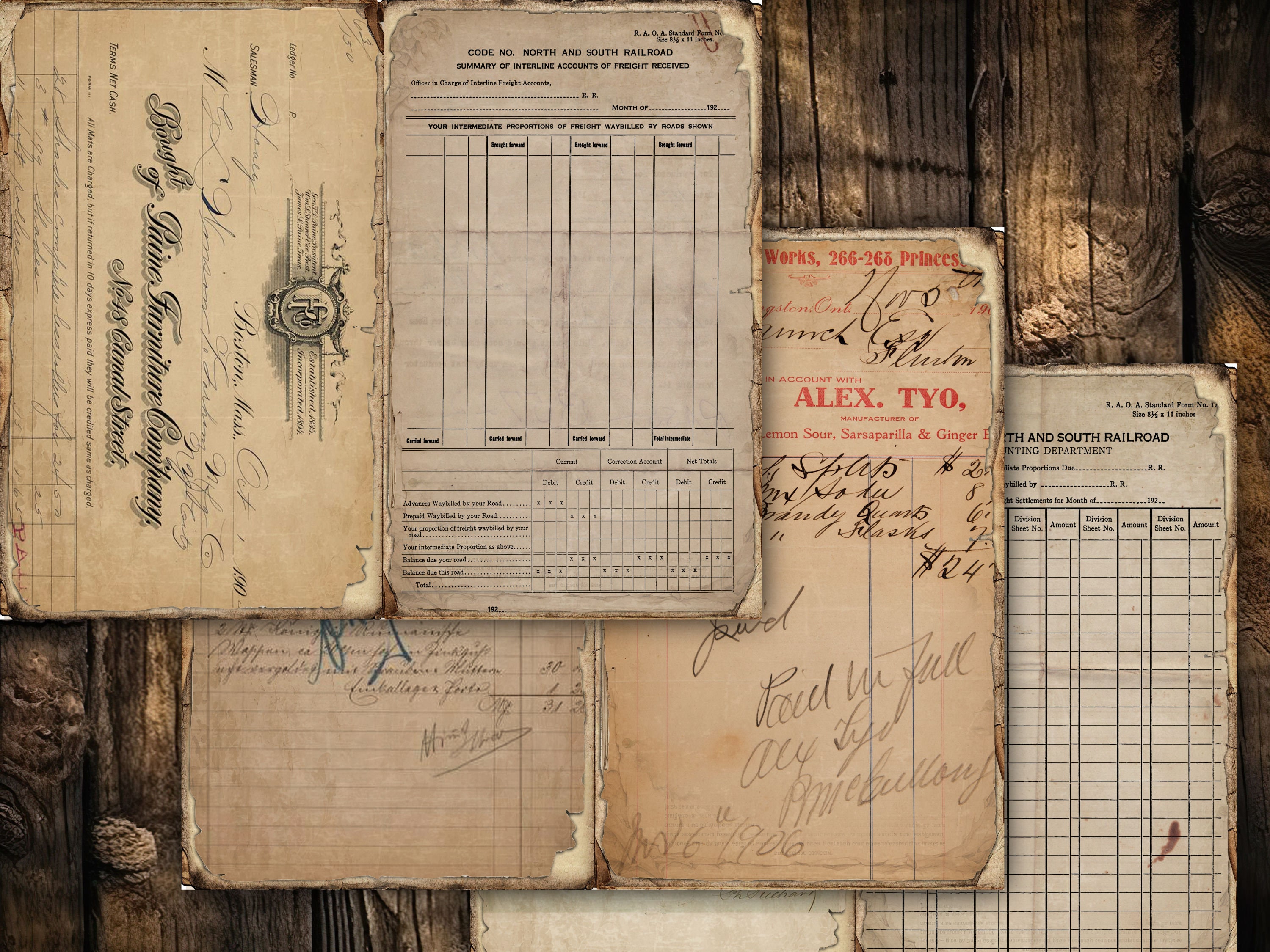 Ledgers Junk Journal Pages Digital Download Scrapbook Paper Kit Collage ...