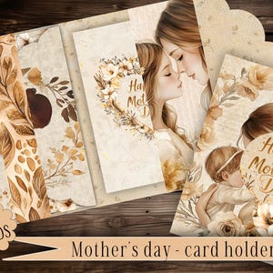 Moederdagkaart Foliopakket Afdrukbare kaart Envelopset briefpapier JunkJournal Pocket Vintage digitaal plakboek Warme kaarten maken Bloemen