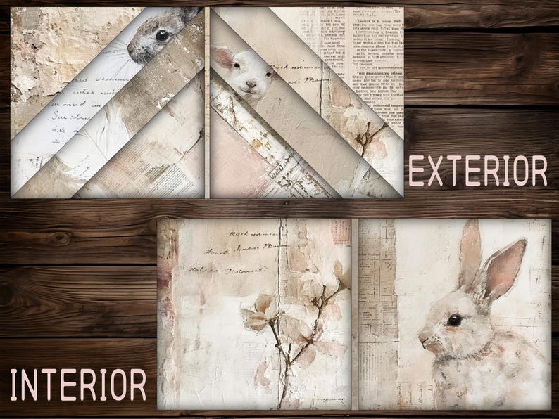 Soft Easter Folio Kit Printable Junk Journal Vintage Bunny Ephemera ...