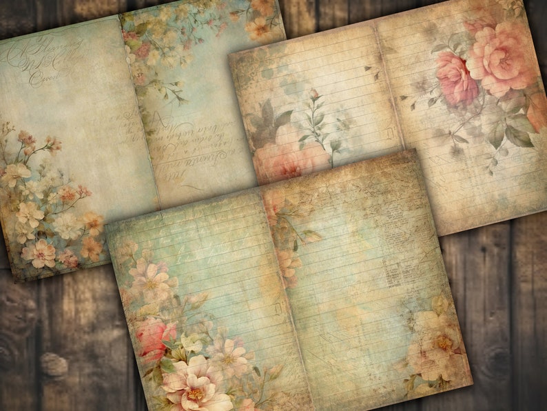 Pink Junk Journal Pages Digital Download Scrapbook Paper Kit Collage ...