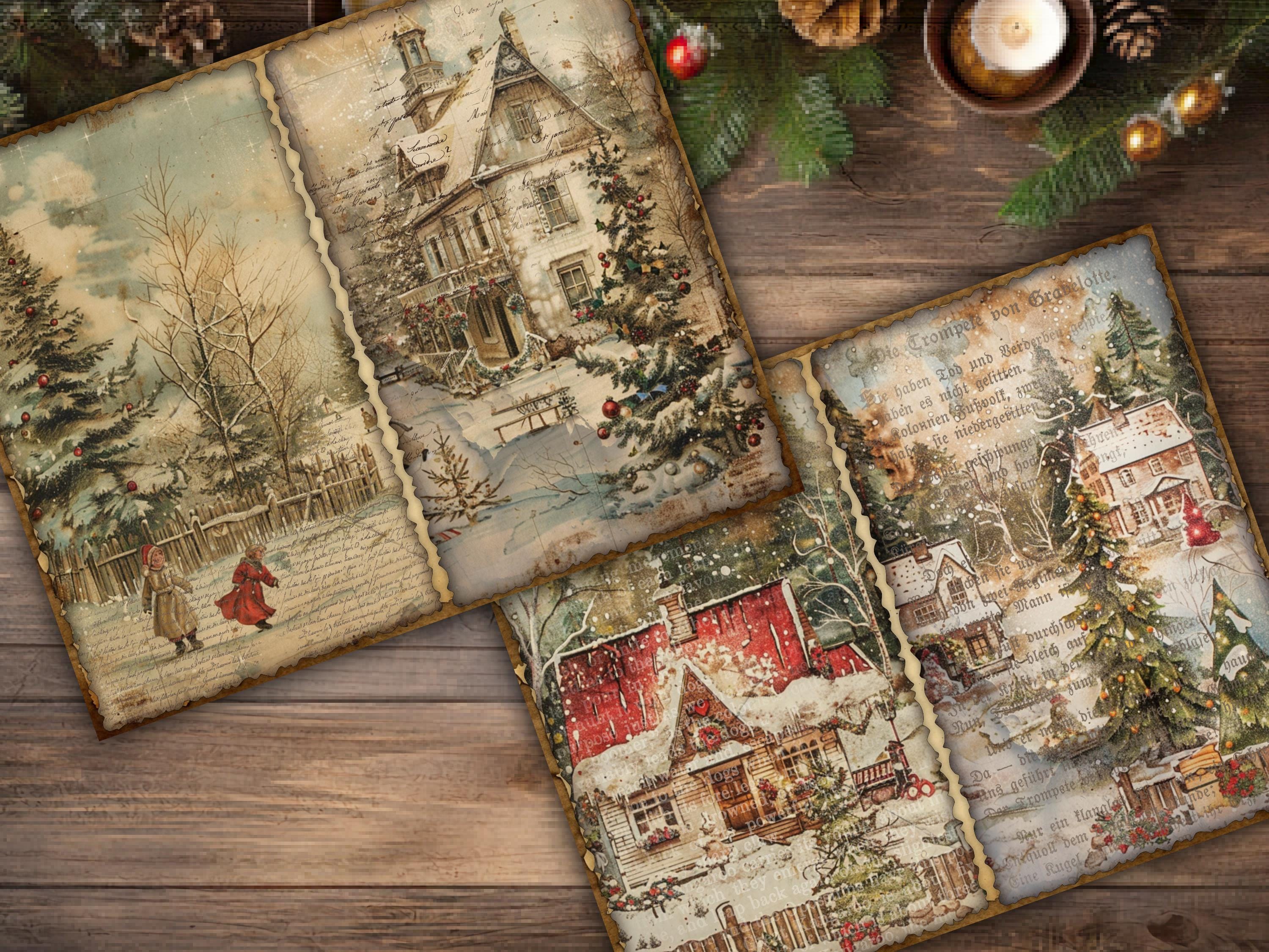 Christmas Junk Journal Pages Digital Scrapbook Paper Kit Collage Sheet ...