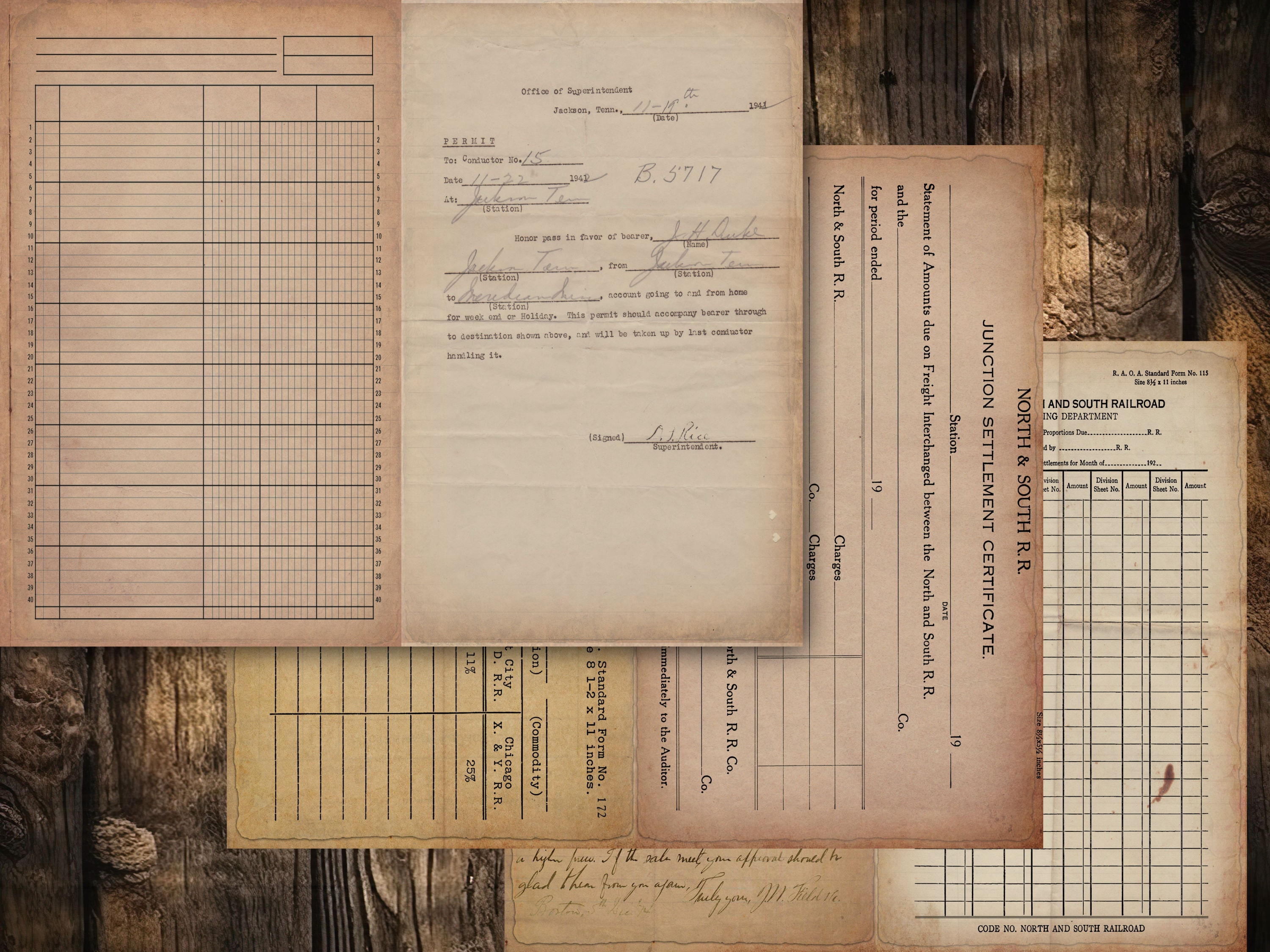 Ledgers Junk Journal Pages Digital Download Scrapbook Paper Kit Collage ...