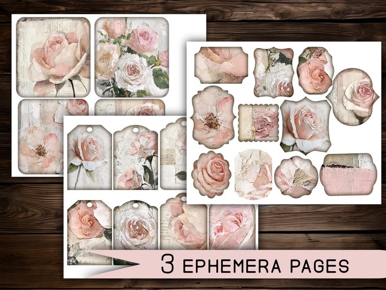 Rose Folio Kit Printable Junk Journal Vintage Rose Ephemera Floral ...