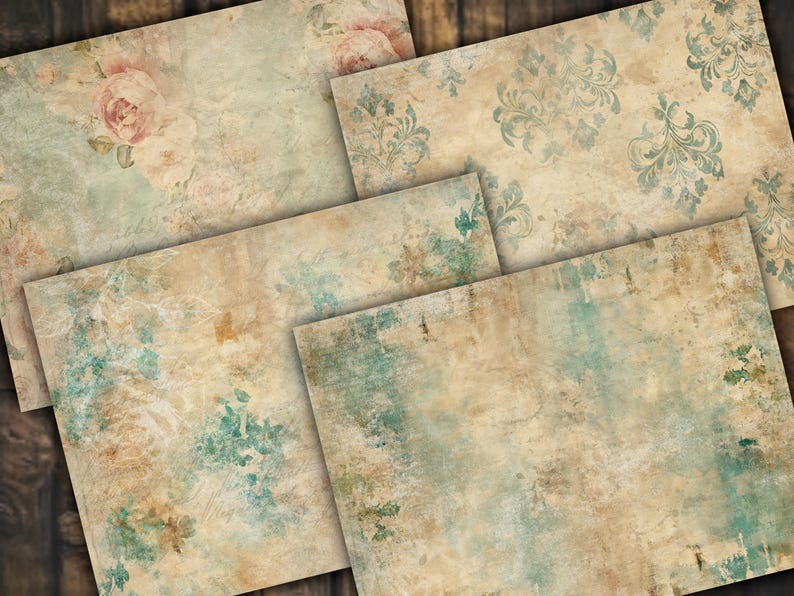 Digital Paper Pack Shabby Chic Junk Journal Scrapbook Kit Collage Sheet ...