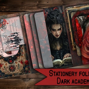 Titular do cartão fólio vintage digital imprimível vintage papelaria digital halloween lixo diário escuro academia fólio bolso scrapbook