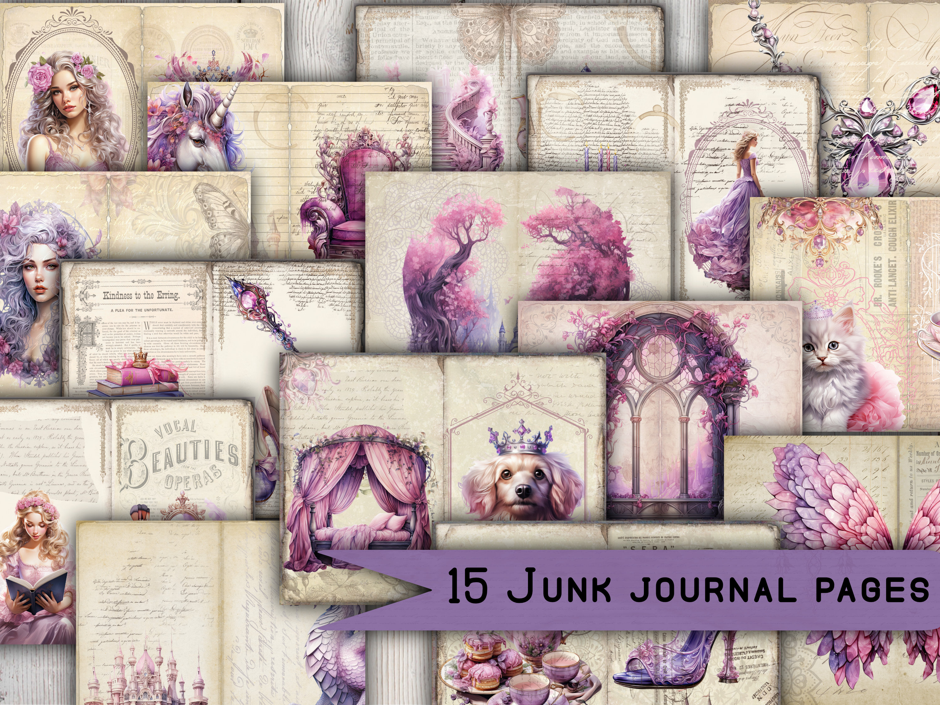 Junk Journal Page Vintage Scrapbook Digital Paper Junk Journaling ...