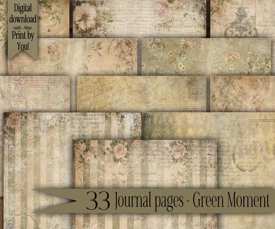 Digital Paper Pack Shabby Chic Junk Journal Scrapbook Kit Collage Sheet ...