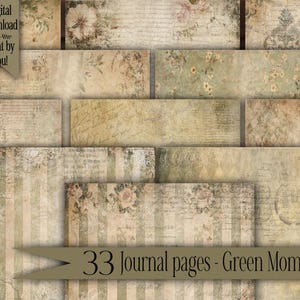 Digital paper pack Shabby Chic junk journal Scrapbook Kit Collage Sheet Vintage Ephemera background Printable Floral blue Rose Stationery