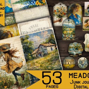 Vintage Journal Kit Digitale Download Mixed Media Supply Craft Paper Pack Scrapbooking Ephemera Memory Keeping DIY Art Card Making Gift Set