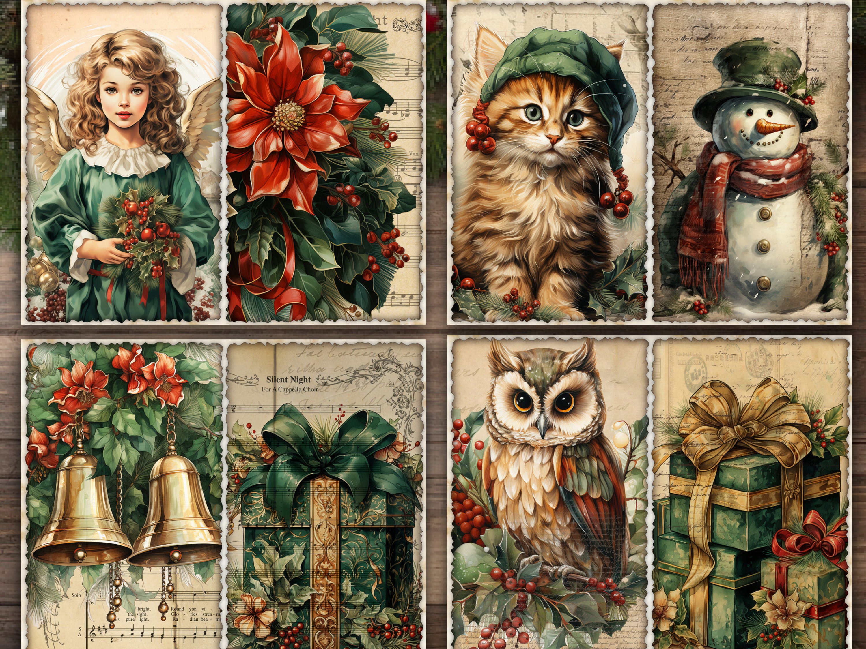 Christmas Junk Journal Pages Digital Scrapbook Paper Kit Collage Sheet ...