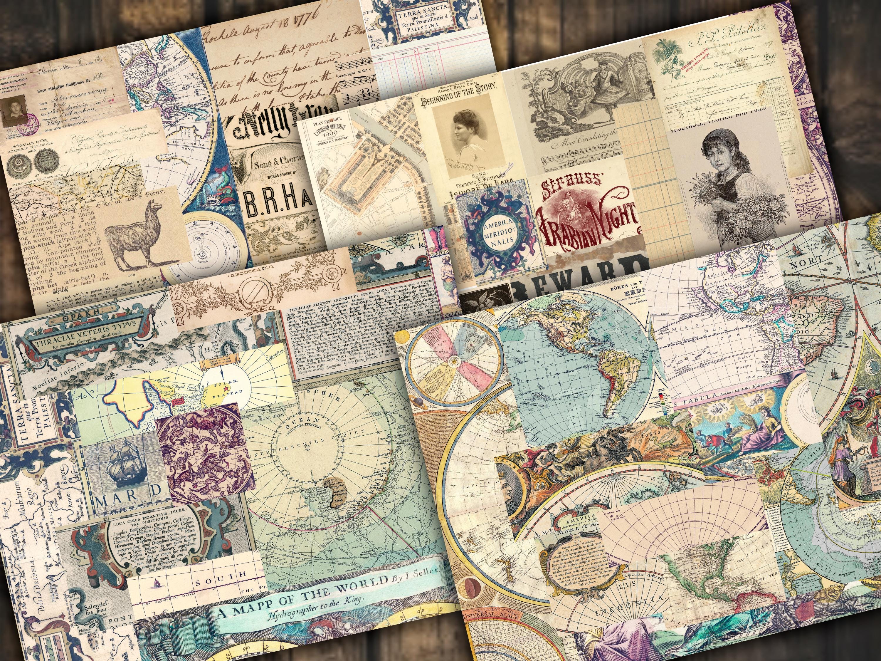 Vintage Craft Paper Pack Ephemera Digital Download Mixed Media Supply ...