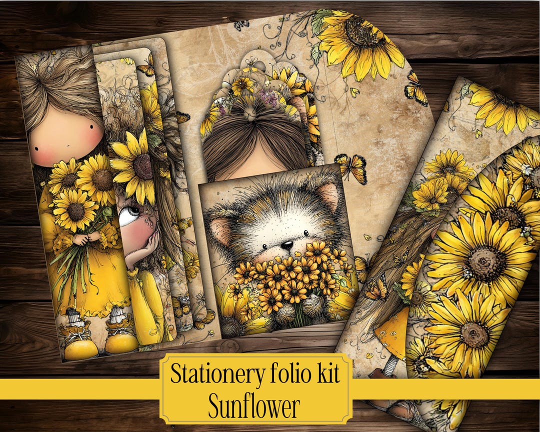 Sunflower Junk Journal Kit Printable | Spring Folio Kit | Yellow Floral ...