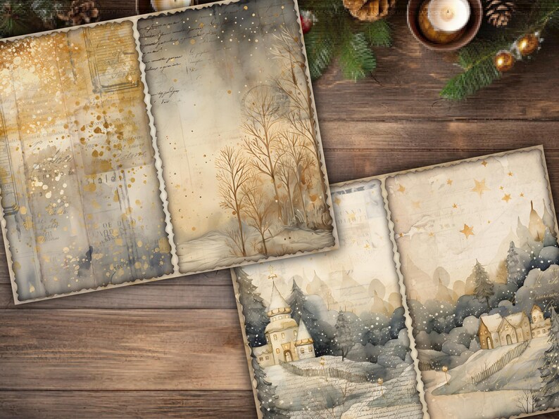 Christmas Junk Journal Pages Digital Scrapbook Paper Kit Collage Sheet ...