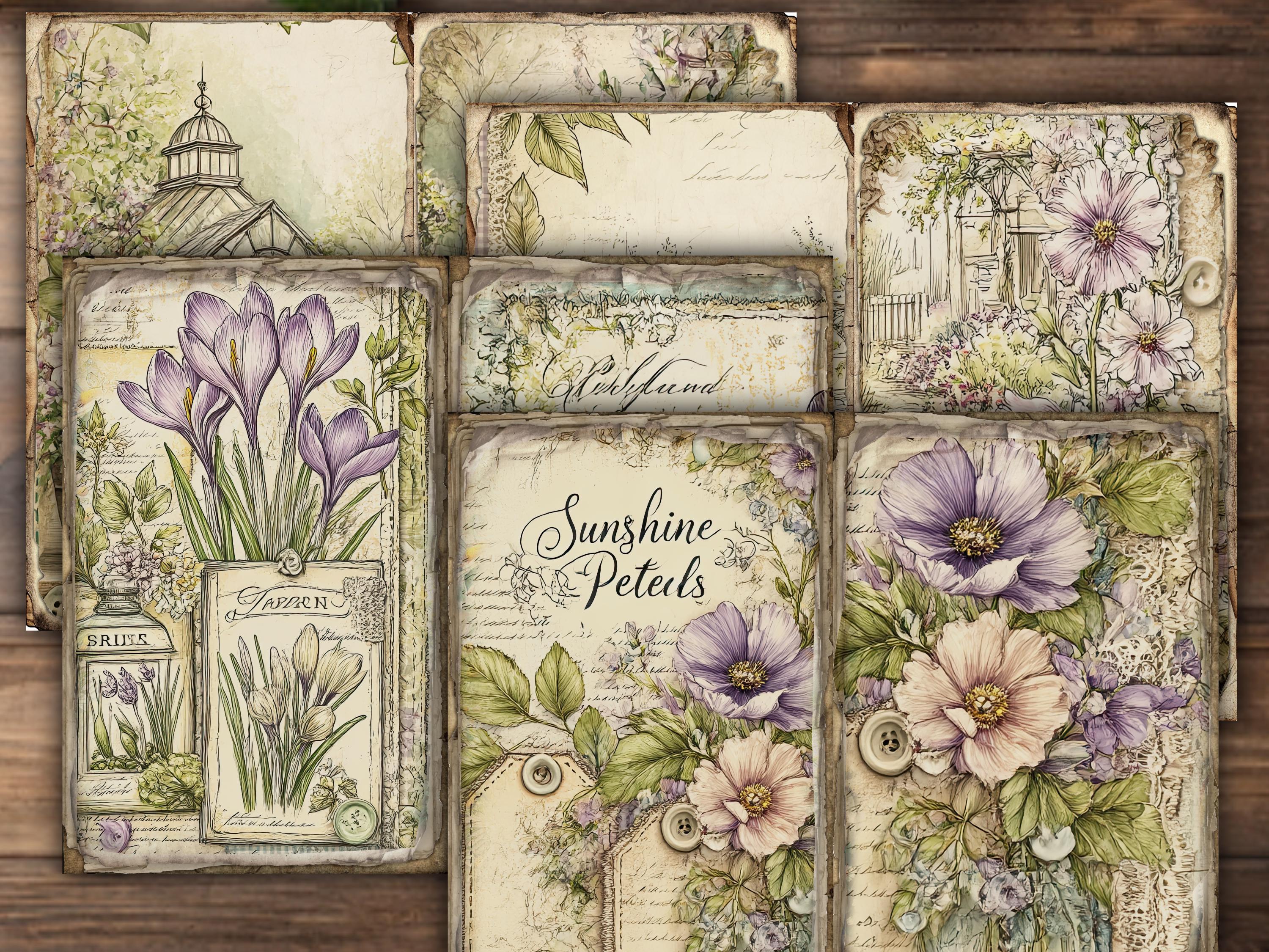 Spring Junk Journal Kit Printable Vintage Floral Ephemera Paper Pack ...