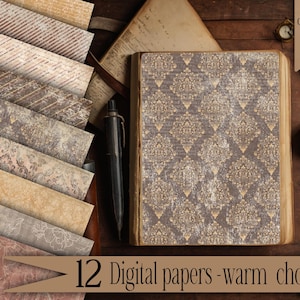 Vintage ambachtelijke papier pack digitale download Mixed Media Supply junk Journal kit Scrapbooking Ephemera collage print DIY Art Card Making cadeau