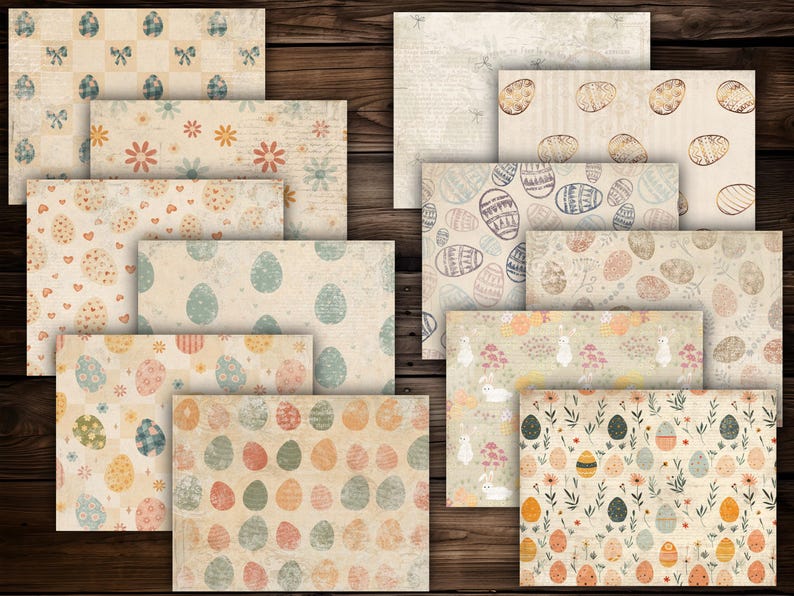 Easter Digital Paper Mega Kit Printable Scrapbook Vintage Bunny Floral ...