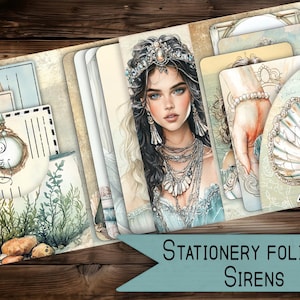 Vintage Folio Kartenhalter digital printable Junk Journal Schreibwaren Papier digitales Geschenk junk Journal lila Folio Pocket Scrapbook Sirenen