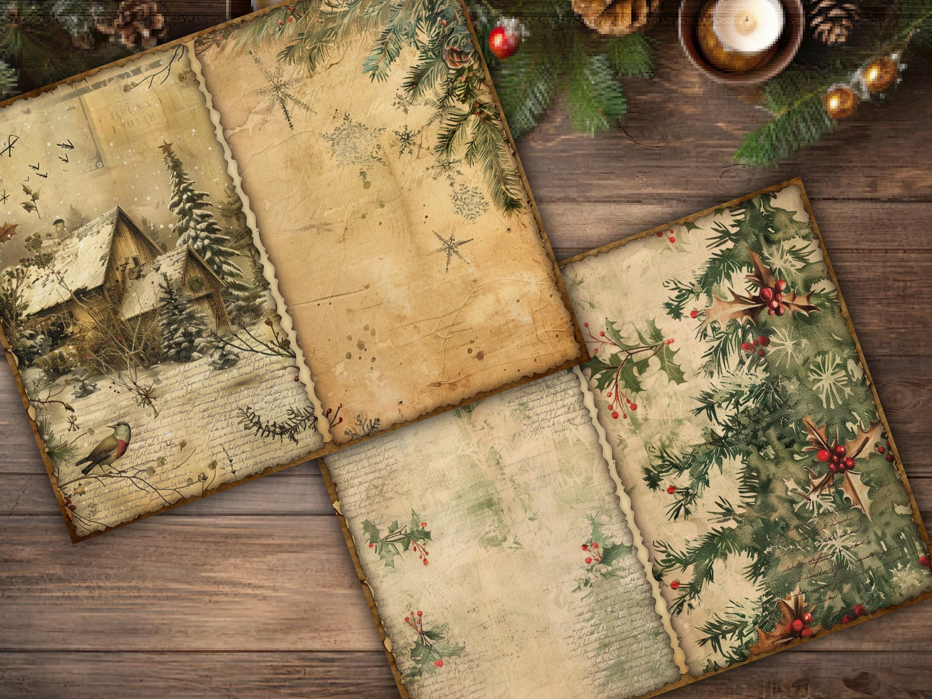 Christmas Junk Journal Pages Digital Scrapbook Paper Kit Collage Sheet ...