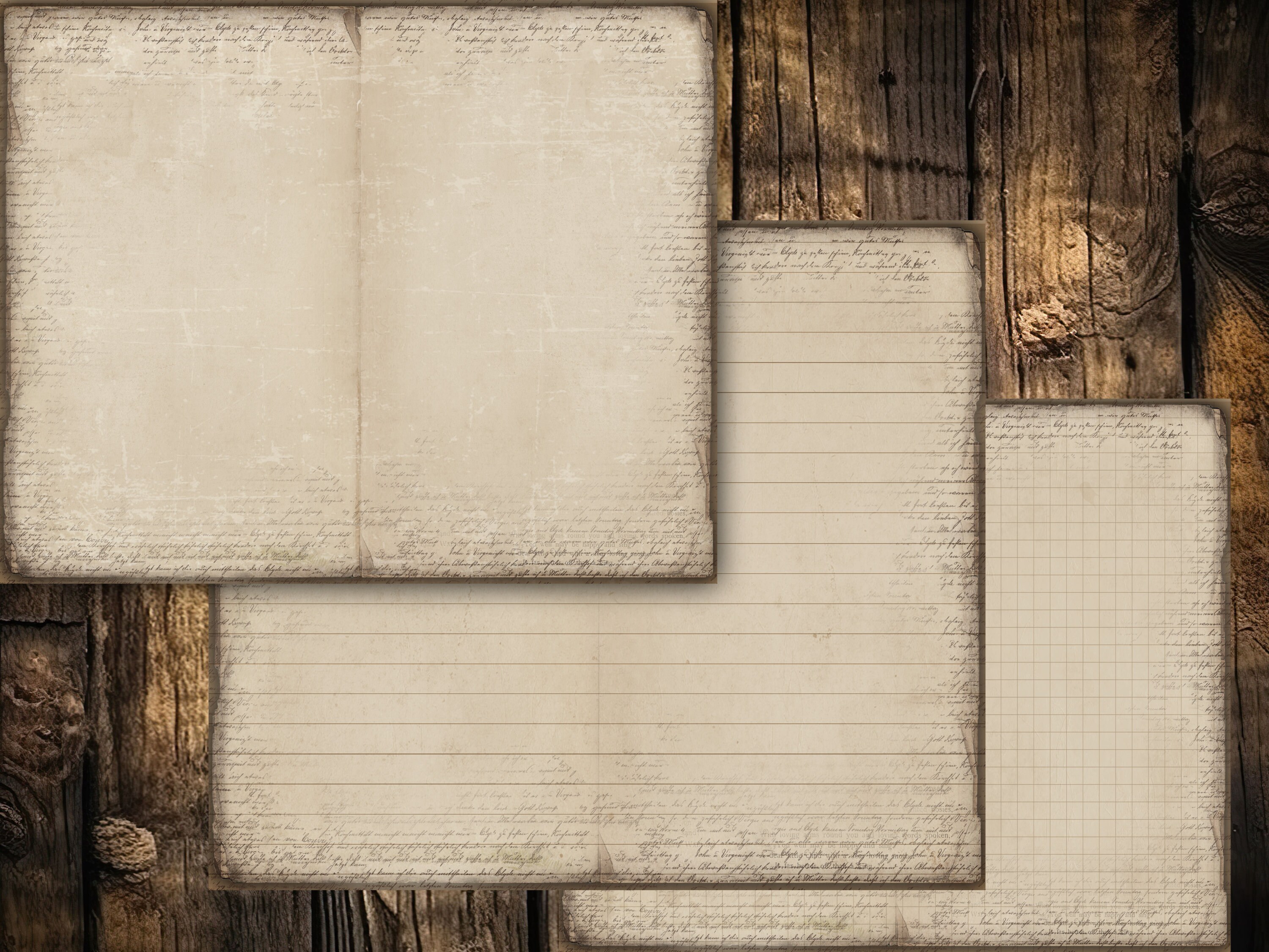 LINED AND BLANK Junk Journal Pages Digital Download Scrapbook Paper Kit ...