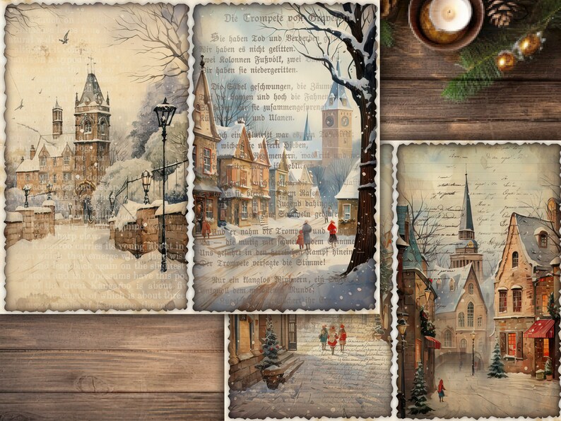 Christmas Junk Journal Pages Digital Scrapbook Paper Kit Collage Sheet ...