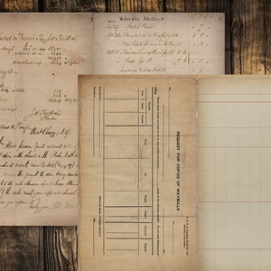 Ledgers Junk Journal Pages Digital Download Scrapbook Paper Kit Collage