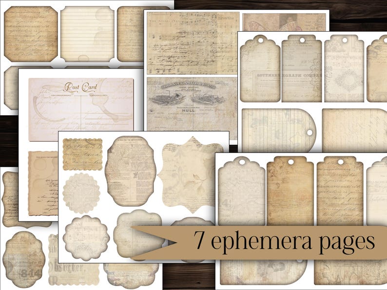 Printable Basic Junk Journal Kit Vintage Ephemera Pack Digital Download ...