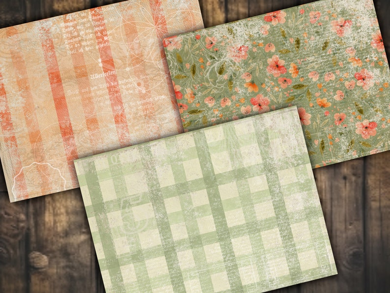 Digital Paper Pack Shabby Chik Junk Journal Scrapbook Kit Collage Sheet ...