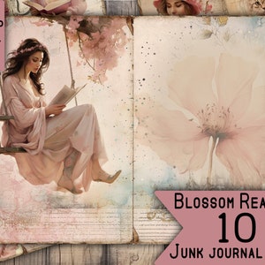 Pages de journal indésirable ROSE en téléchargement numérique Scrapbooking Paper Kit Collage Sheet Fleurs éphémères vintage Imprimer ancienne page de journalisation de cartes