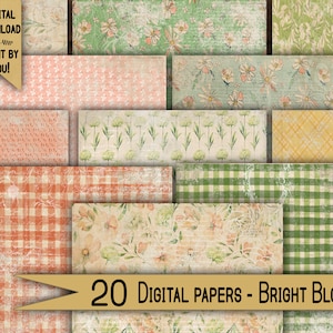 Digital paper pack Shabby chik junk journal Scrapbook Kit Collage Sheet Vintage Ephemera background Printable Prints craft diy Floral