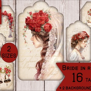 TAG junk journal ephemera ROSE druckbares Vintage Art junk Journal Digital Kit Handwerk Papier digitales Sammelalbum BRIDE Journal Printable