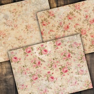 Digital Paper Pack Shabby Chik Junk Journal Scrapbook Kit Collage Sheet ...
